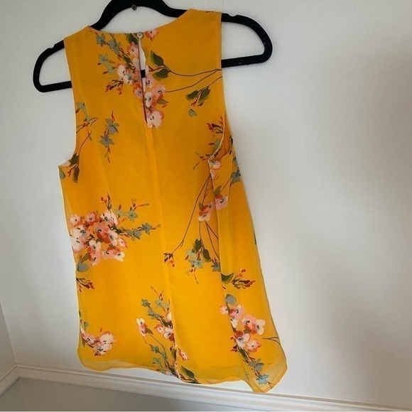 NORDSTROM Daniel Rainn Mustard Yellow Floral Sleeveless Blouse Sz XS - Picture 5 of 5